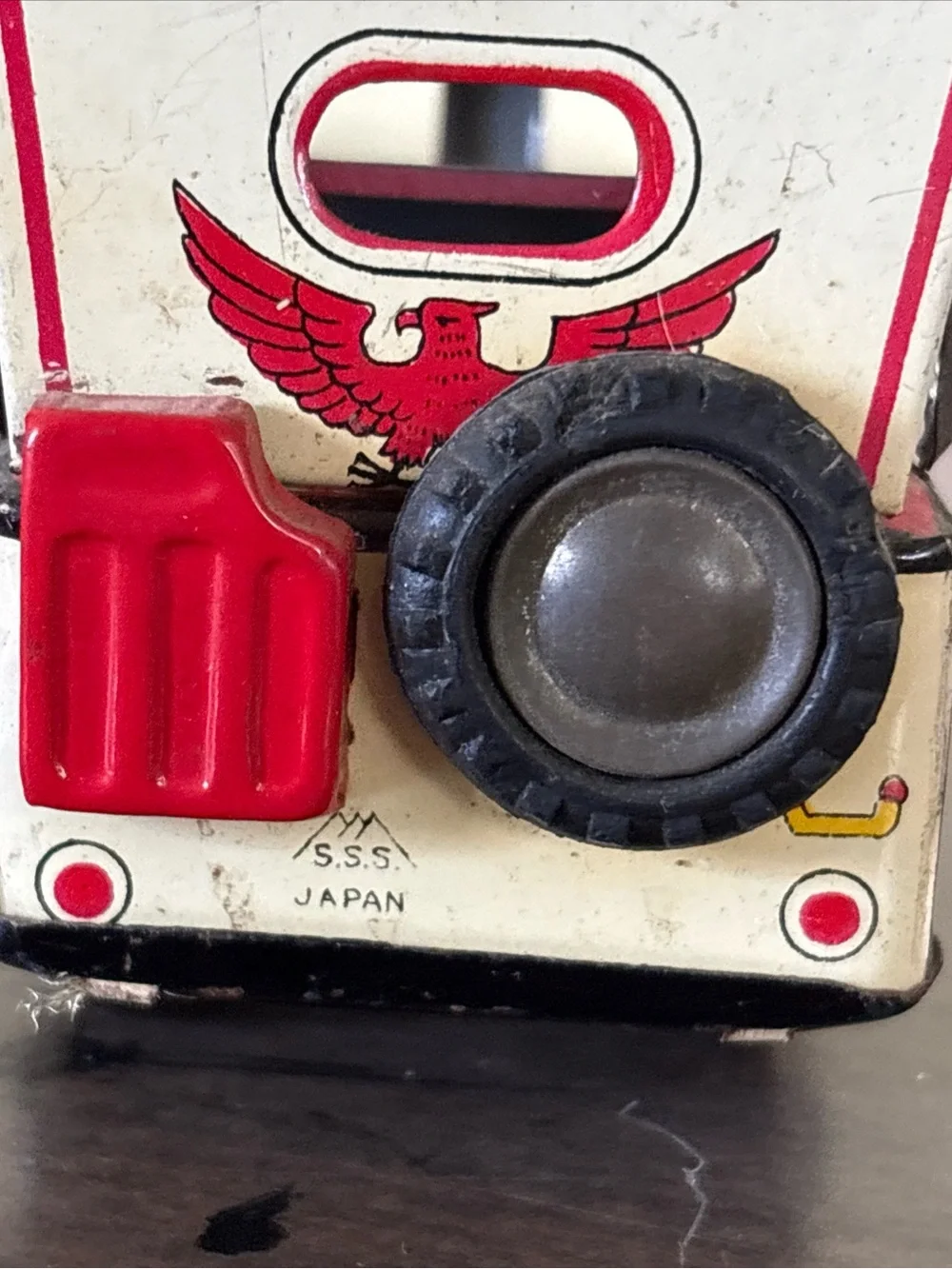 Vintage Toy M.P.  Jeep SSS Japan 1950s Tin Litho Friction Powered